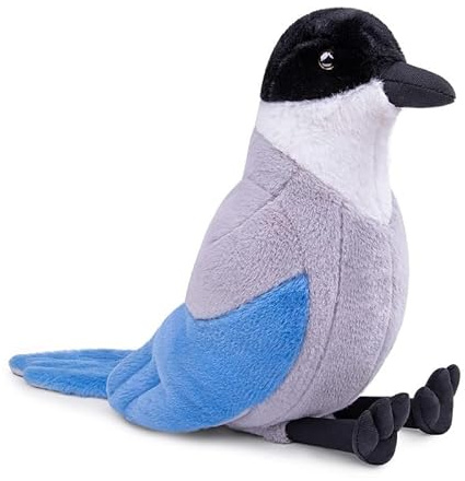 PuffPurrs Grey Magpie Plush Toy - Realistischer 12-Zoll Grauer Elsternvogel Stofftier, Niedliches kleines Raben-Plüschgeschenk für Deine Freunde