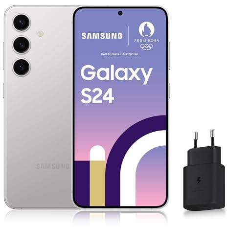 Samsung Galaxy S24, Smartphone Android 5G, 128 Go, Chargeur Secteur Rapide 25W Inclus [Exclusivité Amazon], Smartphone déverrouillé, Argent, Version FR