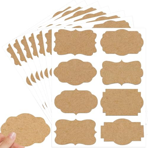 Etiketten Selbstklebend, 160 Stück Aufkleber Zum Beschriften Geschenk Aufkleber klebeetiketten,Kraft Selbstklebende Etiketten Aufkleber für Geschenke, Geschenkaufkleber, Flasche(76 x 51 mm)
