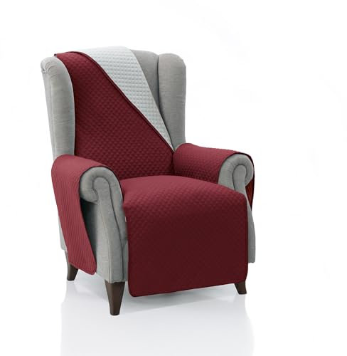 FAVERTI® Gepolsterter Sesselüberwurf für 1-Sitzer, 55 cm (Sitz), Modell REQUENA, Rot, Hellgrau, wendbar, Schoner, kompatibel mit Relax- und Ohrensesseln, waschbar, Segeltuch