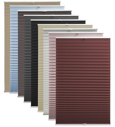 Sunlusso Klemmfix Plissee ohne Bohren Blickdicht (Bordeaux Crash, 90 x 120 cm) - lichtdurchlässig, ohne Verdunkelung - Fensterrollos, Klemmrollos, Rollos für Fenster ohne Bohren