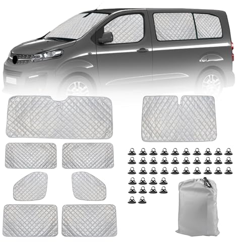 8 Piezas Parasol para Parabrisas Interior para Ford Transit Custom 2012-2024, SWB Parasol para Parabrisas UV-Proof Protección Solar con Espalda Negro