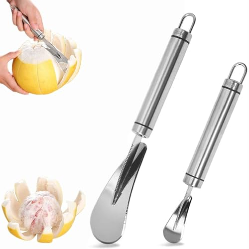 Stainless Steel Pomelo Opener, 2pcs Stainless Steel Fruit Peeler, Fruit Lemon Orange Peeler, Grapefruit Peeler with Curved Handle, Stainless Steel Fruit Peeler Kitchen Gadget 2pcs