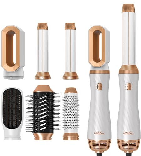 Hot Air Styler 6 in 1, UKLISS Haartrockner Haarstyler Negativ Ionen 1000W, Auto Air Wand Lockenstab, Warmluftbürste Rundbürstenföhn Massage Bürsten, Hair Airstyler Heißluftbürste für alle Haar Styling