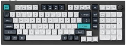 Keychron Q5 Max 96% Layout Full-metal Custom Wireless Mechanical Keyboard with Knob, QMK/VIA Programmable 1000Hz 2.4 GHz/Bluetooth/Wired RGB Backlit for Mac Windows, Gateron Red Switch-Carbon Black