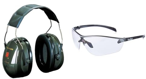 Peltor 3M Casque antibruiOptime™ II H520A-407-GQ - Vert - Serre tête & Bollé Safety Silium+ Incolores Lunettes Traitement Anti-Buée Platinum SILPPSI Chasse Sport Tir Pêche Travail Sécurité Antibuée