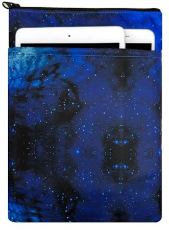 Kostoo Reißverschluss-Buchtaschen, Reisebuchschutz mit Vordertasche für Taschenbücher & Hardcover, waschbare Buchumschläge Hülle in Blau