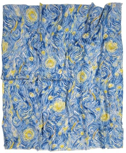 GFM® Schal aus Baumwollmischung für alle Jahreszeiten (VCP), Sternennachtblau Van Gogh, L