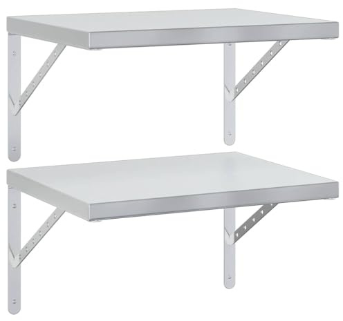 vidaXL Wandregale 2 STK. 50x40 cm Silbern Edelstahl