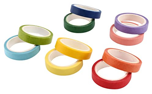 Greethga Set di 10 rotoli di nastro adesivo decorativo Washi Tape DIY arcobaleno