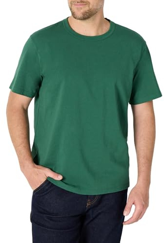 Amazon Essentials Men's Relaxed-Fit Heavyweight Cotton T-Shirt, Deep Green, Large