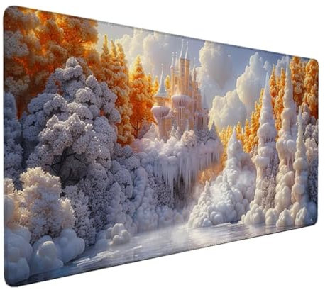 Mauspad XXL 1000x500mm für alle Maustypen (Optisch, Laser) mit Stark Haftender Unterseite Schreibtischunterlage für Optimalen Halt Gaming Mauspad, Geschenke für Männer, Frauen Gelb (Schloss) G-X