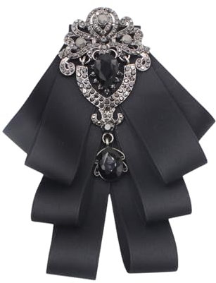 Haoyull Nœud papillon en soie pour homme et femme avec strass en cristal - Broche vintage pré-nouée