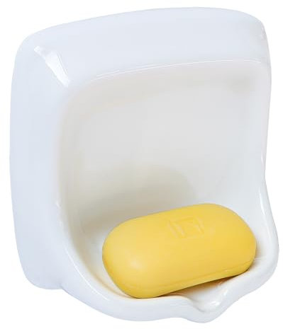 Vintage Seifenschale aus Keramik zur Wandmontage, Retro-Keramik-Seifenhalter für Duschwände, Badewannen und Waschbecken – auf der Rückseite erhöht, muss mit dünnem Mörtel im Fliesen-Stil montiert