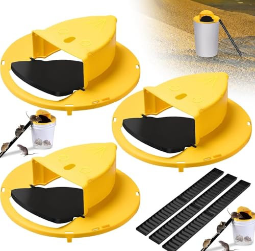 LeKuni 3Pcs Piege a Souris, piege a Rat Vivante en Plastique pour Attraper Plusieurs Souris Simultanément, piège à Souris Utilisation Intérieure et Extérieure, Adapté aux Fûts de 5 Gallons