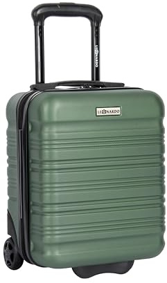 Leonardo® minikabinväska | 14 tum hårt fodral med dubbla hjul | 25 liters vagn med lås | resväska | lätt ABS-material | kabinväska | 20 x 30 x 40 cm | grön
