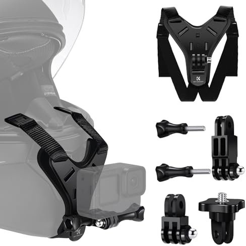 K&F Concept Soporte para Casco de Moto Mento para GoPro Hero 13/12/11/10/9, dji OSMO 360, Action 5 Pro Action 4/3, Insta360 X5 X4,Accesorios para Cámara de Acción, Silicona Antideslizante
