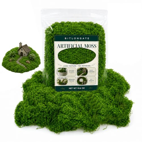 Bitlongate Muschio artificiale, 300,5 g, muschio verde finto per artigianato, piante in vaso, decorazione da giardino fatato, centrotavola fai da te, decorazione per feste di nozze (300,5 g)