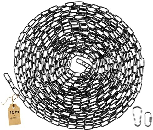 SWAWIS 10m Schwarz Stahlkette aus Kohlenstoffstahl 3mm