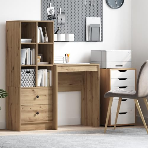 IBUQDDV Schreibtisch Artisan Eiche Holzwerk 60 x 40 x 76 cm Schlank mit Schublade für Büro und Homeoffice, minimalistischer Schreibtisch mit robuster Bauweise und glatter