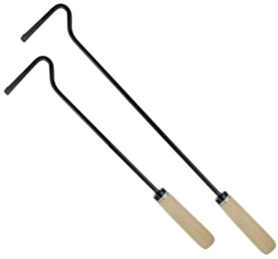 pokm toolsmarket Lot de 2 tisonnier - Longueur : 50 cm et 85 cm - Fabrication européenne - Crochets de feu en acier de 8 mm de diamètre - Accessoires de cheminée