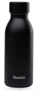Qwetch - Bouteille Isotherme 350 ml Noir - ICON - Gourde Ultra-Compacte & Élégante en Inox Recyclé - 24h Froid/12h Chaud - Étanche & Nomade