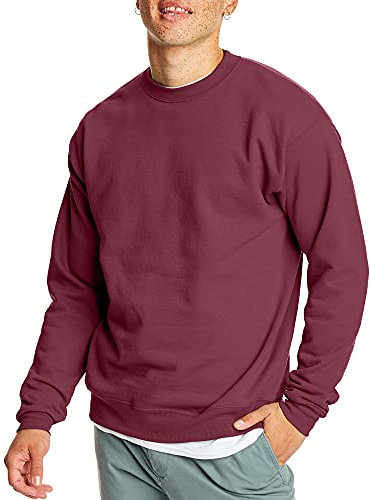 Hanes Felpa EcoSmart Maglia di Tuta, Bordeaux, XXXXL Uomo