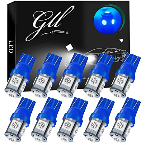 501 LED Bulbs, W5W LED Bulbs Blue 194 LED Bulbs 5050 5SMD T10 Capless LED Bulbs Wedge T10 ED Bulbs for Car Number Plate Lights, Dome Lights, Side Lights, Dashboard Lights