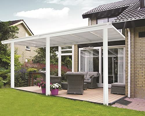 Primrose White Powder Coated Aluminium Garden Veranda Canopy Patio Shade Pergola 4.95 x 3m