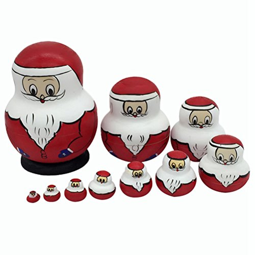 Healifty Russische Nesting Dolls Weihnachtsmann Matryoshka Holz Spielzeug Russische Puppen Klassische Babuschka Handmade Geschenk 10 Stück