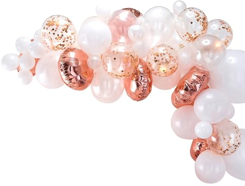 Ginger Ray Rose Gold Balloon Arch with Confetti Balloons Party Decorations - 70 Balloons in Assorted Sizes - Balloon Arches