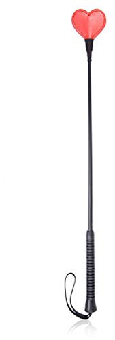 Yangver Rot Herz Gerten Pferd Peitsche Leder Reitpeitsche 60 CM,Spanking Sklave Sex Spielzeug SM Bondage Cosplay für Halloween Karneval Fasching