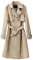 OROLAY Trench Lungo da Donna con Cintura Trench Leggero Doppiopetto con Spolverino Cachi XL