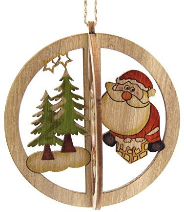 AHSNJ Weihnachtsbaum Dekoration 4Pcs 3D Stern Herz Weihnachten Holz Anhänger DIY Basteln Hängende Geschenke Weihnachtsfeier Dekorationen Baum Ornamente 8