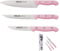 Arcos Juego Cuchillos Cocina Rosa | 3 pz | Cuchillo Chef | Cuchillo Verduras | Cuchillo de pelar | Set Cuchillos Cocina Rosa | Cuchillos Rosa | Edición Limitada | Solidaria