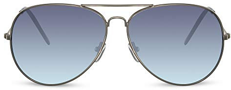 Cheapass Sonnenbrille Silber Metall Pilot-Rahmen mit blauen Verlaufslinsen UV400 geschützten Herren Damen