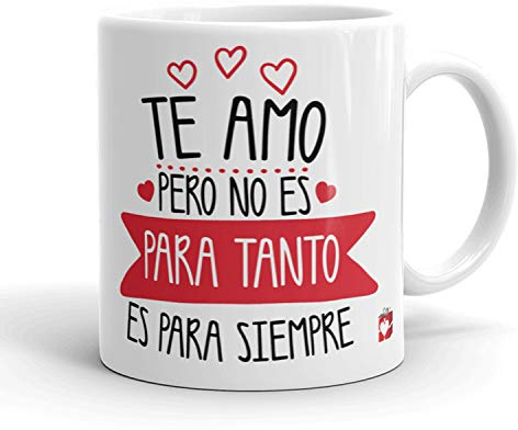 Kembilove Taza Desayuno para Parejas – Tazas Originales con Mensaje Te amo pero no es para tanto, es para siempre – Taza de Café y Té para Madres – Tazas de Regalo para el día de San Valentín