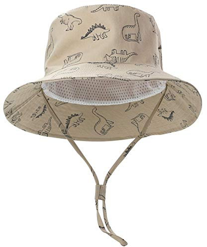 Happy Cherry- Mädchen Jungen Sonnenhut Fisherman Caps UV Schutz Baumwolle Angelhut Dinosaurier Doppelseitiger Schutzhut Baby mit Verstellbarem Riemen - 1-2 Jahre