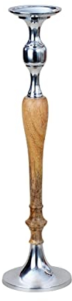 Mel-O-Design Exklusiver Kerzenständer 5-armig Höhe 60-80 cm Kerzenhalter Holz und Metall (60 cm einarmig)