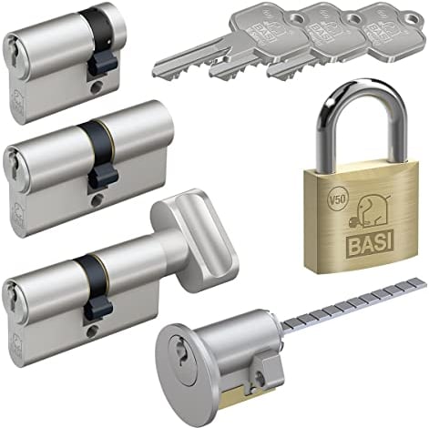 BASI | V50 Schließzylinder | gleichschließend und frei kombinierbar | Viele Längen verfügbar | Profilzylinder für Haus und Wohnung | Doppelzylinder N+G A:30 mm B:30 mm