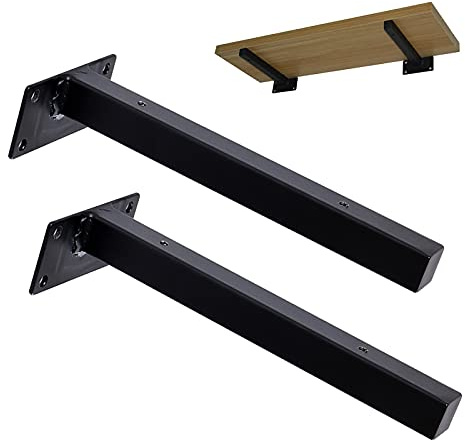 Support D'étagère Mural Rétro Noir,2 Pièces, Équerre pour Étagere Industrielle, Équerre De Fixation Flottants Invisibles, Supports De Bricolage De Rayonnage Décoratives,Black-30cm/11.8in