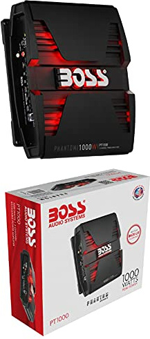 1 amplificatore compatibile con BOSS AUDIO SYSTEMS PHANTOM SERIES PT1000 PT 1000 2 canali classe ab 1000 watt max bass boost 0/+18 db spl, 1 pezzo