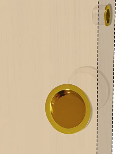 BricoShopping® set MANIGLIE per PORTA interna in legno A SCOMPARSA SCORREVOLE KIT senza SERRATURA ad INCASSO GANCIO e nottolino cieca rotonda bocchetta oro (Tondo S/Serratura, Oro)