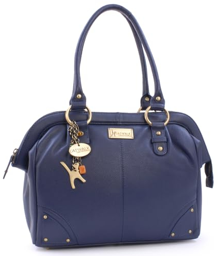 Catwalk Collection Handbags - Damen Leder Schultertasche - Handtasche Groß - Arbeitstasche für Notizbuch A4 - DOCTOR BAG - Blau