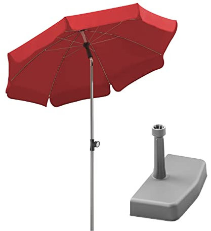 Gartinex Sonnenschirm Locarno 150/8 rot + Balkonbetonständer silbergrau