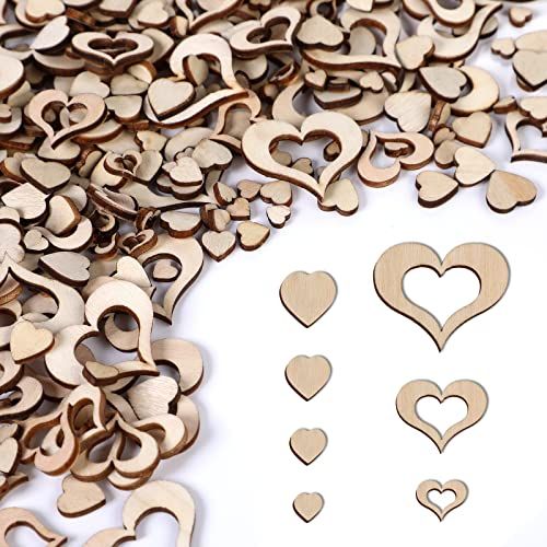 Holzherzen Deko - Vaktop 400 Stück Klein Holzherzen, Mini Wooden Hearts, Holzscheiben Herz Streudeko Hochzeit - für Hochzeitsdeko Tisch DIY Handwerk Verzierungen Geburtstag Dekoration (6-30mm)