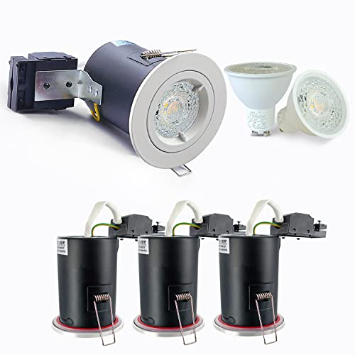 Sweier Flammhemmende Einbaustrahler GU10 Weiß, 5W IP20 Deckenstrahler, AC220-240V LED Indoor Downlight 430LM Kaltweiß 6000K, Bohrung ø68-75mm, Satz von 4.