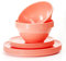 Youngever 18 Pieces Re-usable Plastic Kitchen Dinnerware Set, Plates (20CM & 25CM), Bowls (1000ML), Service for 6 (Peach)