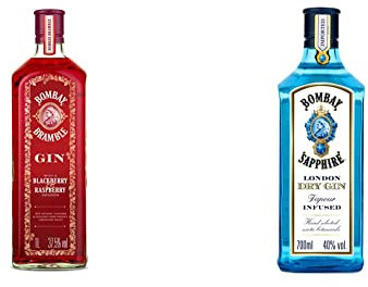 Bombay Bramble Saveur Mûre et Framboise Gin, 100 cl & Sapphire London Dry Gin, 70 cl