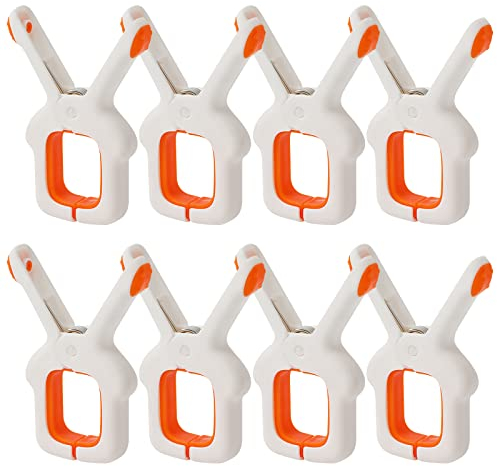 Bncxdc Beach Towel Clips, 8Pcs Large Laundry Plastic Clip Bright Color Clothes Pegs, Windproof Clothes Pins for Sunbeds Laundry Pool Chairs, Family Pack of Pool Towel Pegs for Chairs and Sun Loungers